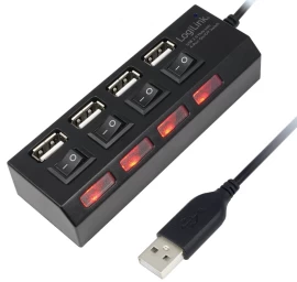 Logilink Usb šakotuvas Usb 2.0 4 Prievadai Su Jungikliu
