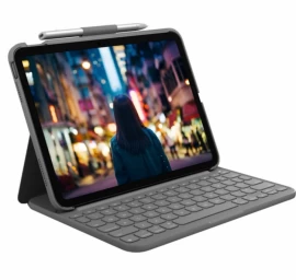 Logitech Slim Folio Keyboard Case For Ipad 10th Generation Uk Grey 920-011429