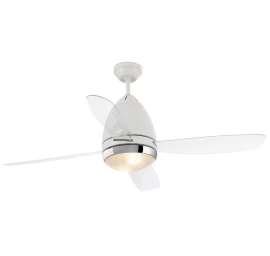 Lubų ventiliatorius Faro Faretto, su šviestuvu, baltos spalvos