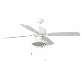 Lubų ventiliatorius Faro Hierro, su šviestuvu, baltos spalvos