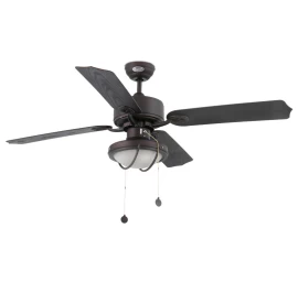 Lubų ventiliatorius Faro Hierro, su šviestuvu, rudos spalvos