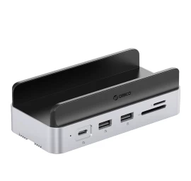mac Mini 10in1 M.2 Usb-c Usb-a Hdmi Rj45 Sd/tf Doko Stotelė, Skirta mac Mini M.2 Usb-c Usb-a Hdmi Rj45 Sd/tf - Sidabrinė