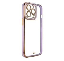 Madingas Dėklas samsung Galaxy A12 5g Su Auksiniu Rėmeliu Ir Violetiniu Gelio Dangteliu