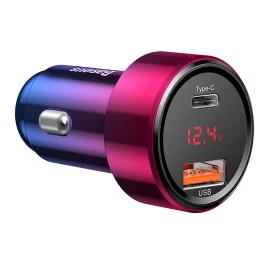 Magic Series Pps Usb-c Usb-a 45w Pd Qc 5a Automobilinis įkroviklis - Rožinis/mėlynas