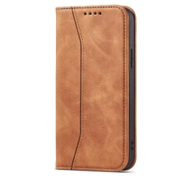 Magnetas Fancy Case Iphone 13 Pro Piniginės Kortelės Laikiklis Stovas Rudos Spalvos
