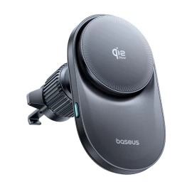 Magnetinis Automobilio Laikiklis Su įkrovimo Ventiliatoriumi Qi2.2 Grotelėms - Juodas