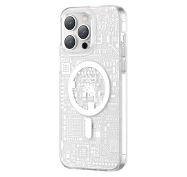 Magnetinis Dėklas Iphone 14 Plus Magsafe Pqy Geek Series Silver