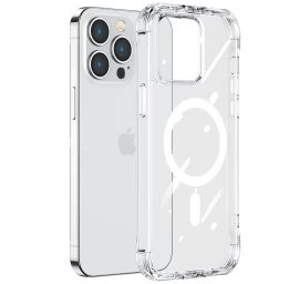 Magnetinis Dėklas iphone 14 Plus šarvuotas Dėklas Su Kabliukais Stovas Skaidrus