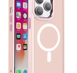 Magnetinis Dėklas Su magsafe Iphone 15 Pro Max Lanyard Lizdais Rožinės Spalvos