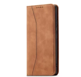 Magnetinis fancy Case Dėklas samsung Galaxy S23+, Apverčiamasis Dangtelis, Piniginės Stovas, Rudas