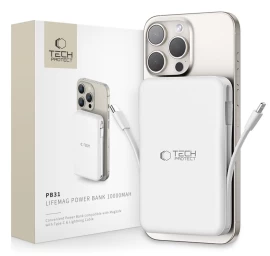 Magnetinis powerbank Pb31 10000 Mah 15 W magsafe Su Usb-c iphone Lightning Laidu - Baltas
