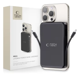 Magnetinis powerbank Pb31 10000 Mah 15 W magsafe Su Usb-c iphone Lightning Laidu - Juodas