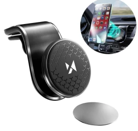 Magnetinis Telefono Laikiklis, Skirtas Automobilio Grotelėms, Pasukamas 360 Laipsnių, Juodas