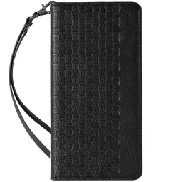 Magneto Dirželio Dėklas Iphone 12 Piniginės Dangtelis + Mini Lanyard Pakabukas Juodas