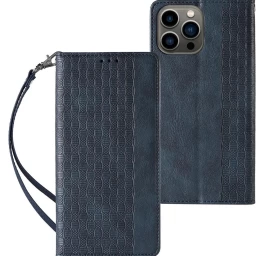 Magneto Dirželio Dėklas Iphone 12 Pro Max Piniginės Dėklas + Mini Lanyard Pakabukas Mėlynas