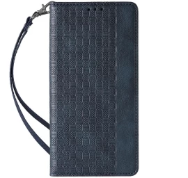 Magneto Dirželio Dėklas iphone 14 Pro Dėklas Su Apverčiamu Dangteliu Piniginė Mini Lanyard Stovas Mėlynas