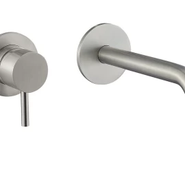 Maišytuvas praustuvui iš sienos Fiore XENON apvaliom plokštelėm, nerūdijančio plieno apdaila, 44AA7547