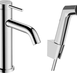 Maišytuvas praustuvui Tecturis S su bidette dušeliu, chromas, 73211000