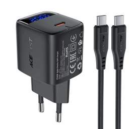 Maitinimo įkroviklis Su Ekrano Kabeliu Usb-c Gan Pd 20 W - Juodas