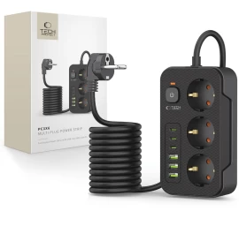 Maitinimo Juostos 3 Lizdų Ilgintuvas 240v Usb-a Usb-c 2 M - Juodas