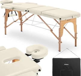 Masažo Stalas Medinis Nešiojamas Sulankstomas Marseille Beige Iki 227 Kg Smėlio Spalvos