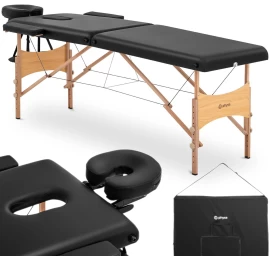 Masažo Stalas Medinis Nešiojamasis Sulankstomas Gultas Toulouse Black Iki 227 Kg Juodas