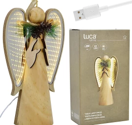 Medinis Dekoratyvinis Angelas Su Led, Aukštis: 30 Cm, Usb
