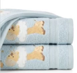 Medvilninis vaikiškas vonios rankšluostis Žirafa 50x90, melsva sp