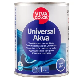 Medžio ir metalo dažai VIVACOLOR Universal Akva A bazė, 0,9l balta sp.