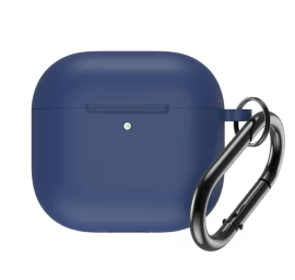 Mėlynas Silikoninis Dėklas airpods 4 Su Karabinu