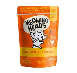 MEOWING HEADS Paw Lickin&#039; Chicken (vištiena/jautiena) 100g 10vnt, MWCK100