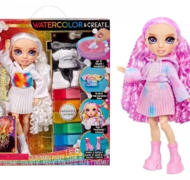 Mga 507581 Vaivorykštės Aukšto Lygio Akvarelė Ir Sukurti Tapybos Lėlė Su Violetinėmis Akimis