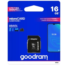 Microcard 16 Gb Micro Sd Atminties Kortelė Hc/xc Uhs-i Sd Adapteris Skaito Iki 100mb/s