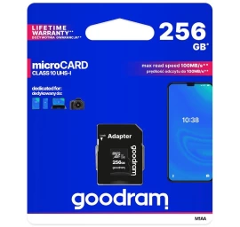 Mikrokortelė 256gb Micro Sd Xc Uhs-i 10 Klasės + Sd Adapteris