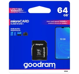 Mikrokortelė 64gb Micro Sd Xc Uhs-i 10 Klasės + Sd Adapteris