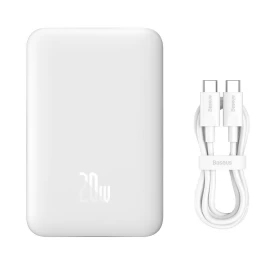 Mini Powerbank 10000 Mah Su Indukciniu įkrovimu Magsafe Pd 20w, Baltas