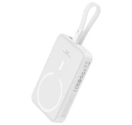 Mini Powerbank Magsafe 10000mah 20w Su Lightning Kabeliu Iphone 0.3m Baltas