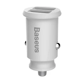 Mini Telefono įkroviklis 2x Usb Grūdų Automobilinis įkroviklis Baltos Spalvos