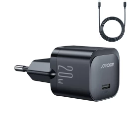 Mini Usb-c 20w Pd Tinklo įkroviklis Su Kabeliu, Skirtas iphone Lightning, Juodas