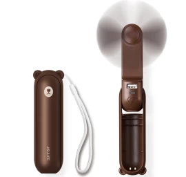 Mini Ventiliatorius Nešiojamasis Ventiliatorius Su Powerbanko Funkcija žibintuvėlis Usb-a Usb-c 2000 Mah - Rudas