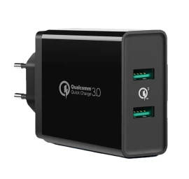 Mobiliojo Telefono įkroviklis 2x Usb-a 36w Qc3.0 - Juodas