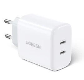 Mobiliojo Telefono įkroviklis 2x Usb-c 40w Power Delivery, Baltas