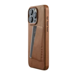 mujjo Odinis Piniginės Dėklas iphone 15 Pro Max, Suderinamas Su magsafe (rudas)