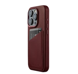 mujjo Odinis Piniginės Dėklas iphone 15 Pro, Suderinamas Su magsafe (bordo Spalvos)