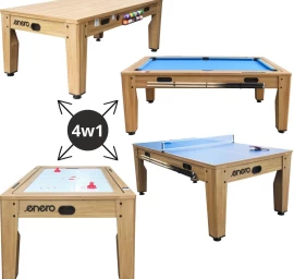 Multigerio Stalas 4w1 Bilardo Stalas Tenis Stalas Valgomojo Stalas 214x121,6x81,3 Cm Medinis Enero
