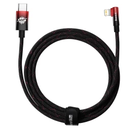 Mvp 2 Kampinis Kabelis Su šonine Jungtimi Usb-c / Iphone Lightning 2 M - Raudonas