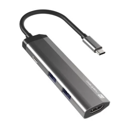 Natec Kelių Prievadų Prijungimo Stotelė Fowler Slim Usb-c Pd, 2x Usb 3.0, Hdmi 4k Nmp-1984 (grafitinis / Usb-c )