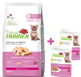 NATURAL TRAINER Cat Kitten Chicken kačiukams su vištiena 1.5kg + 2konservai, 967782