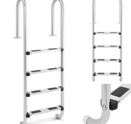 Nerūdijančio Plieno Baseino Kopėčios 4 Pakopos 1570 Mm