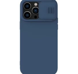 Nillkin Camshield Silky Silicone Case For Iphone 14 Pro Max - Mėlynas Silikoninis Dėklas Su Kameros Dangteliu